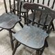 Series of 4 bistro western chairs solid wood black patina