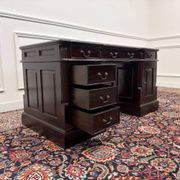 Classic English Desk Green Leather Inlay
