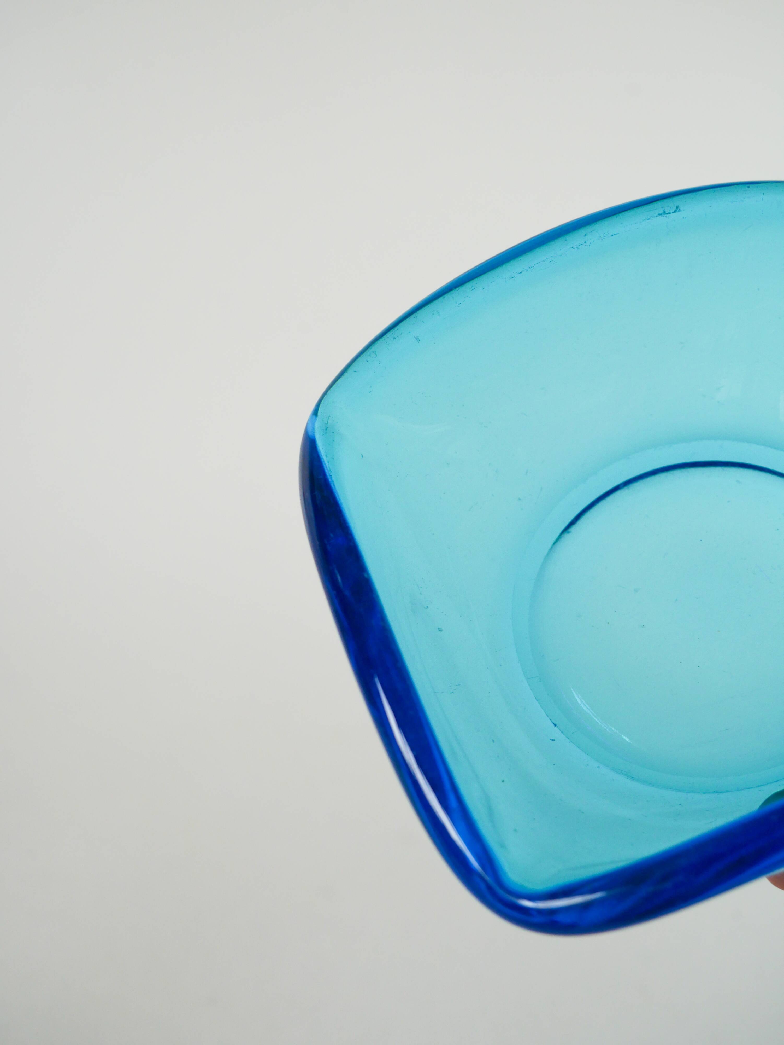 Blue colored glass pocket, in the style of Murano, 1970