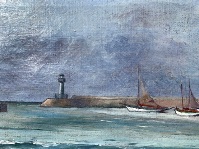 Ancient painting, Marine , signed and dated 1935