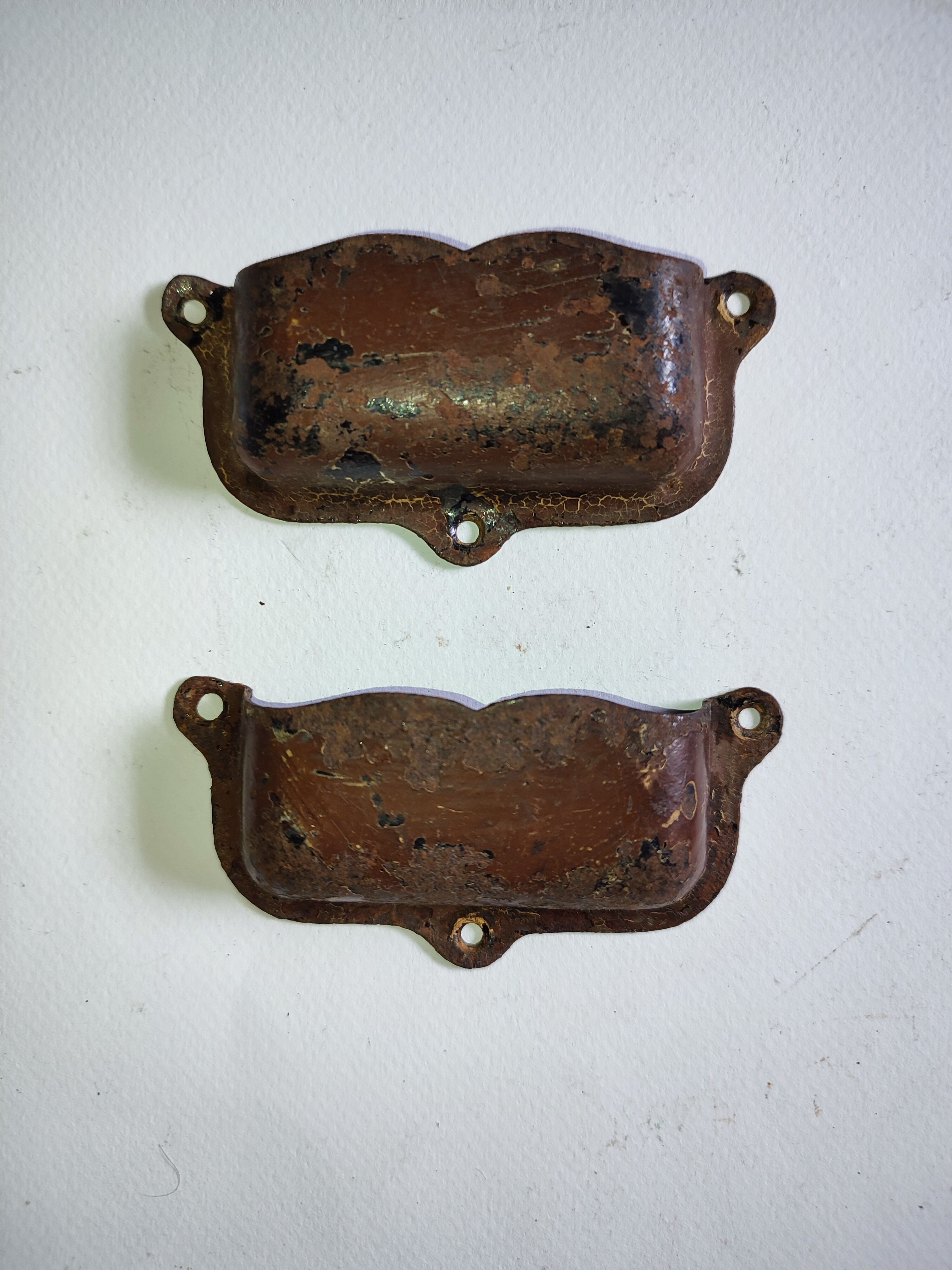 Pair of handles shell "Moustache" vintage metal