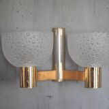 vintage wall light, golden metal and bubbled glass wall sconce, lighting, decor