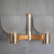 vintage wall light, golden metal and bubbled glass wall sconce, lighting, decor