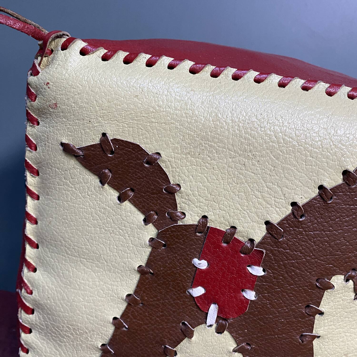 Small children's leather pouf 60's