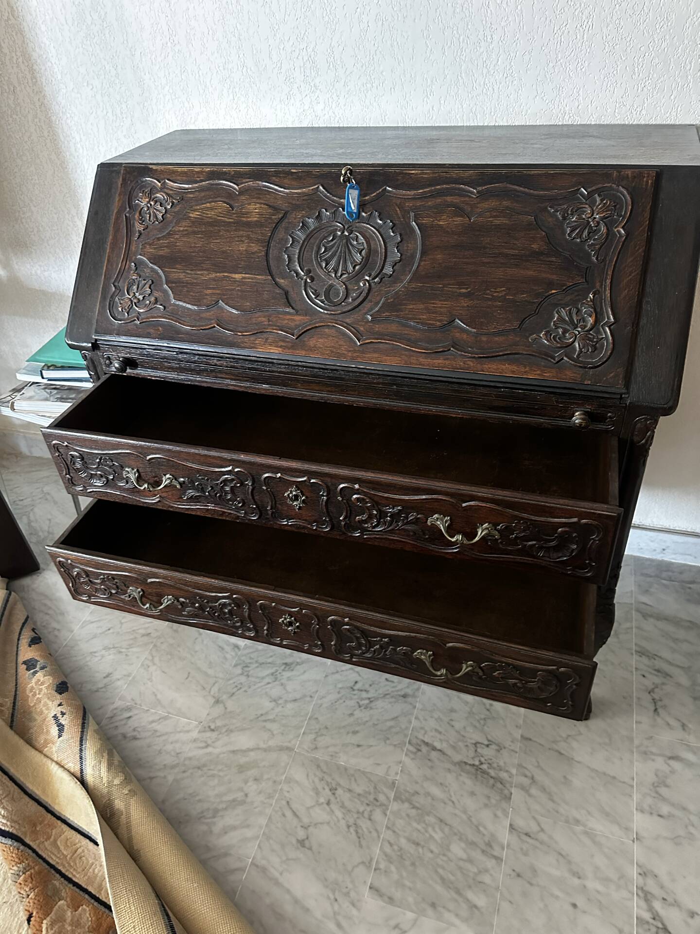 French Louis XV Style Slant-Front Secretary Desk
