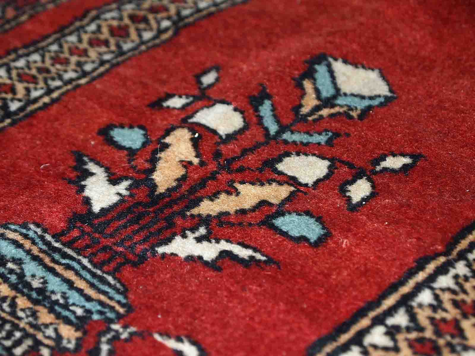 Vintage Turkish Konya handmade carpet 62cm x 92cm 1970s