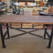 factory workbench in cast iron and wood 1930 with 9 drawers
