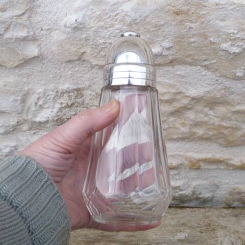 Glass and silver-plated sugar shaker Christofle