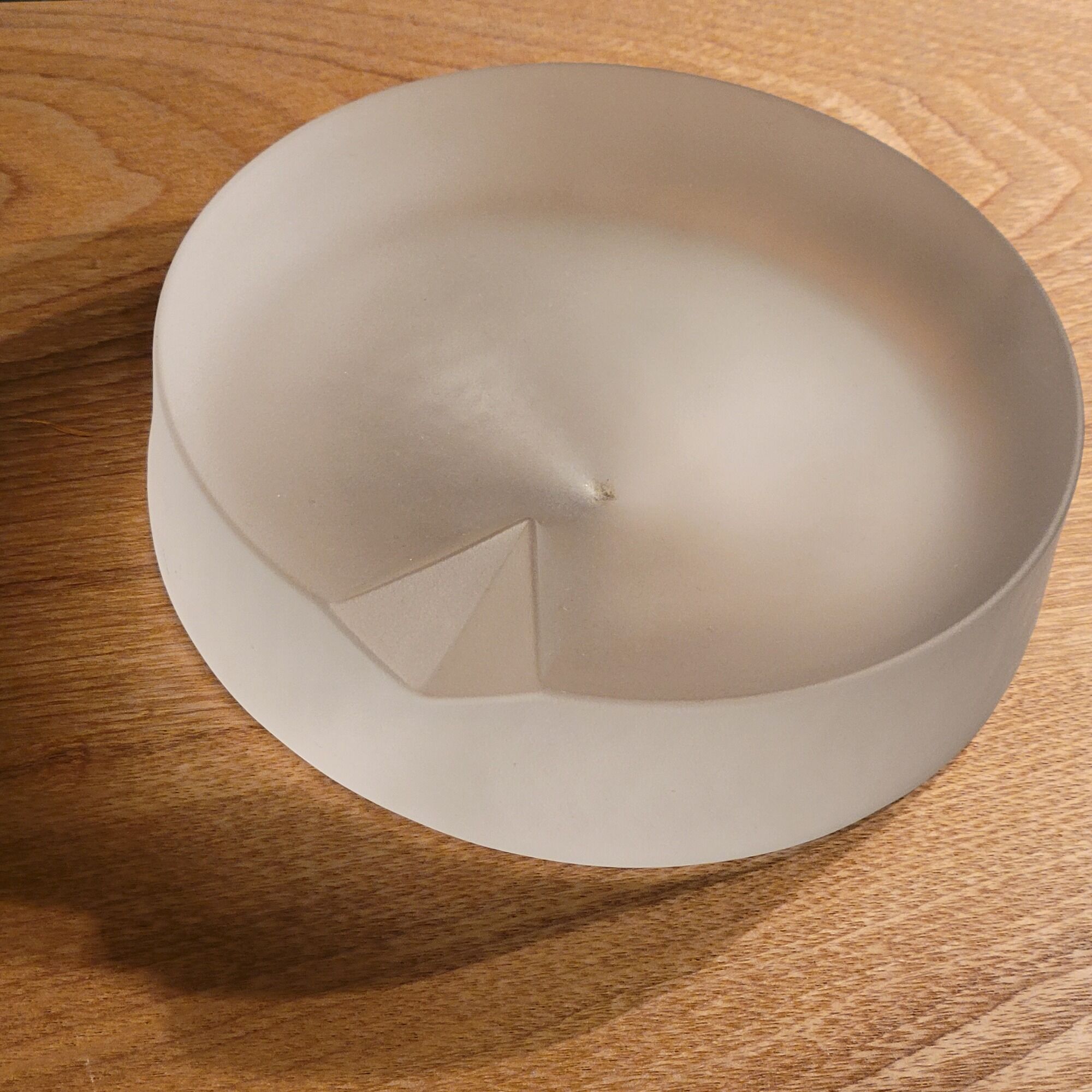 Empty ashtray pocket modernist design in satin molded pressed glass