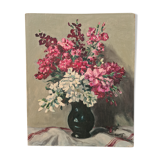 Bouquet in a black vase, oil by Seevagen