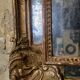 Regency period mirror with a carved and gilded wooden pediment – 18th century