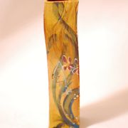 Vase en terre cuite studio, vernissé, peint à la main 1970