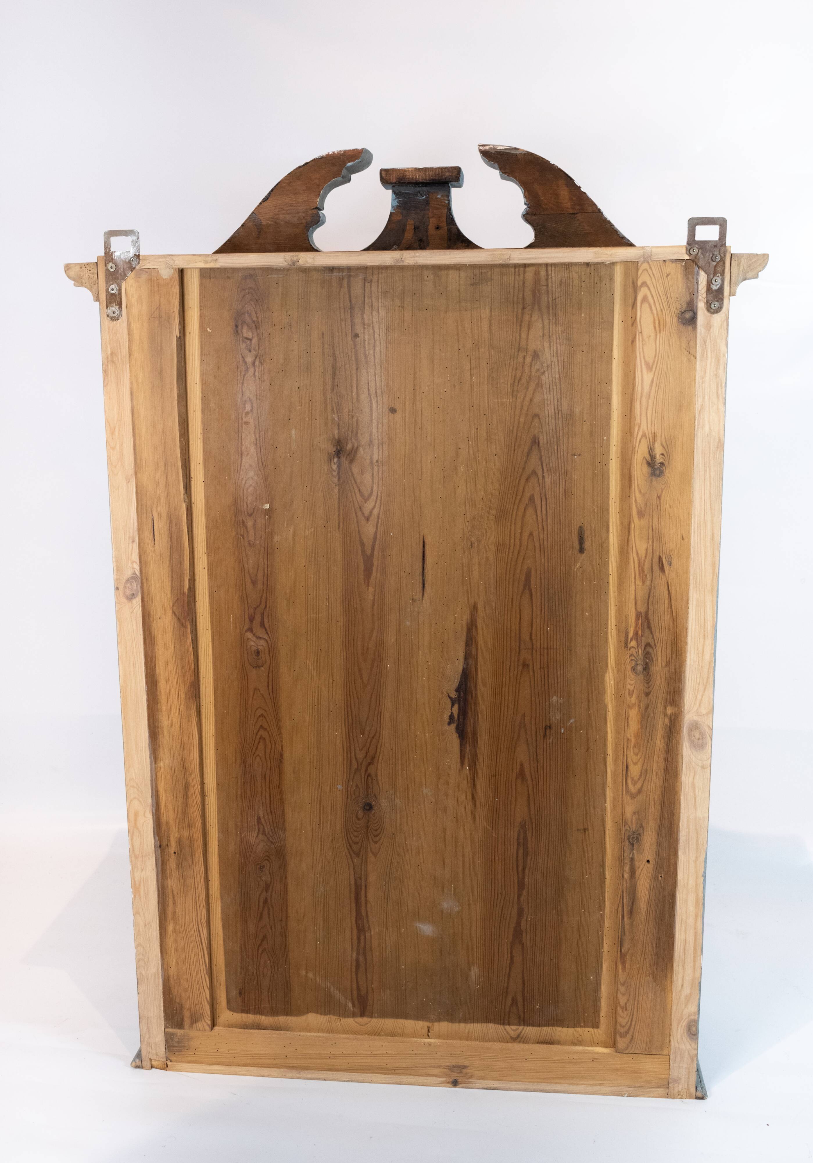 Grey painted hanging glass cabinet in gustavian style from around 1820.