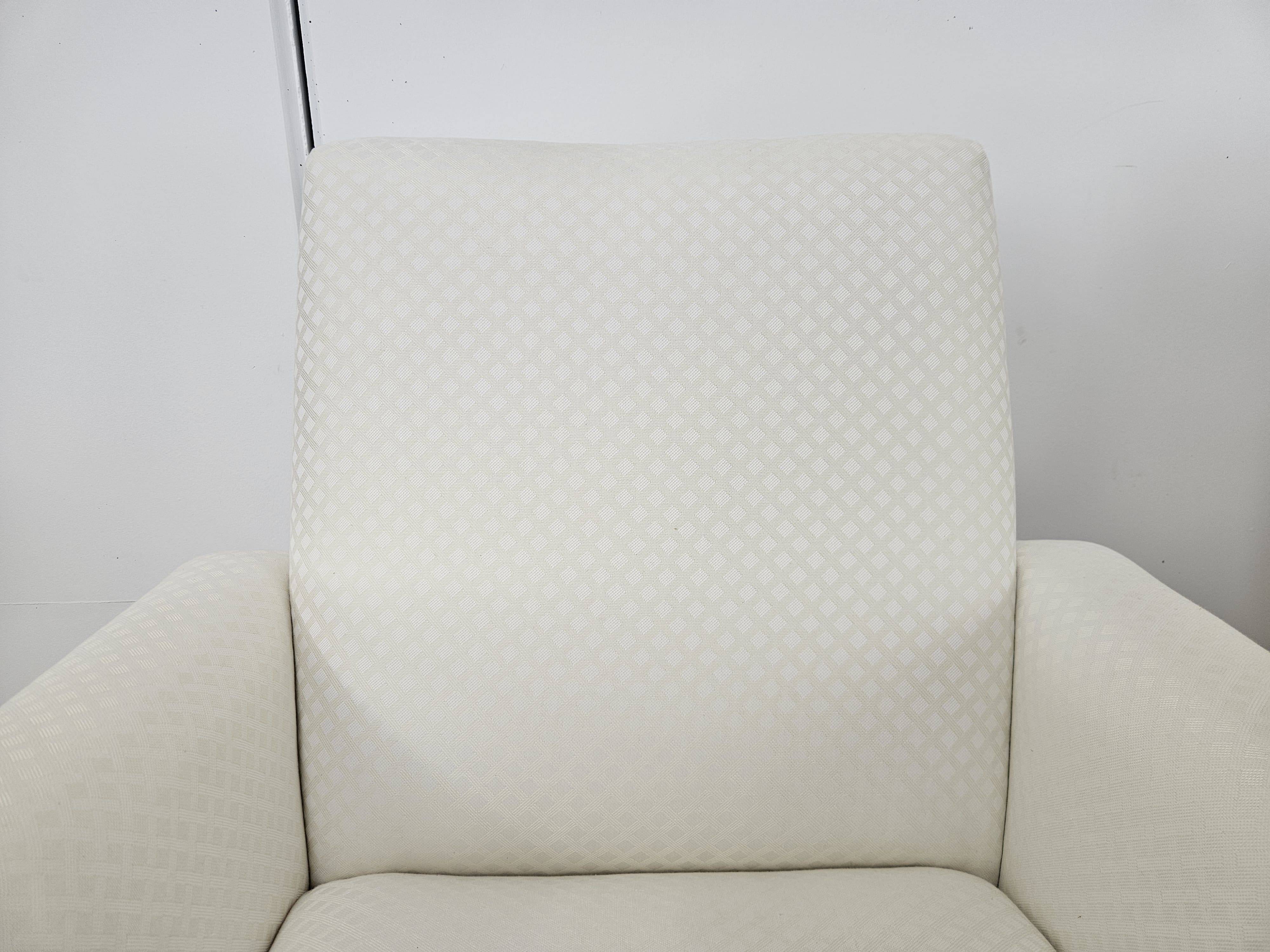 1950s Italian Armchairs Design in Cream Fabric with Iron Legs