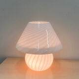 Vintage white swirl glass mushroom lamp – Italian style opaline table lamp. 1970
