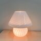 Vintage white swirl glass mushroom lamp – Italian style opaline table lamp. 1970