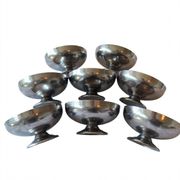 8 vintage 70s ice cream bowls, stainless steel, made in France