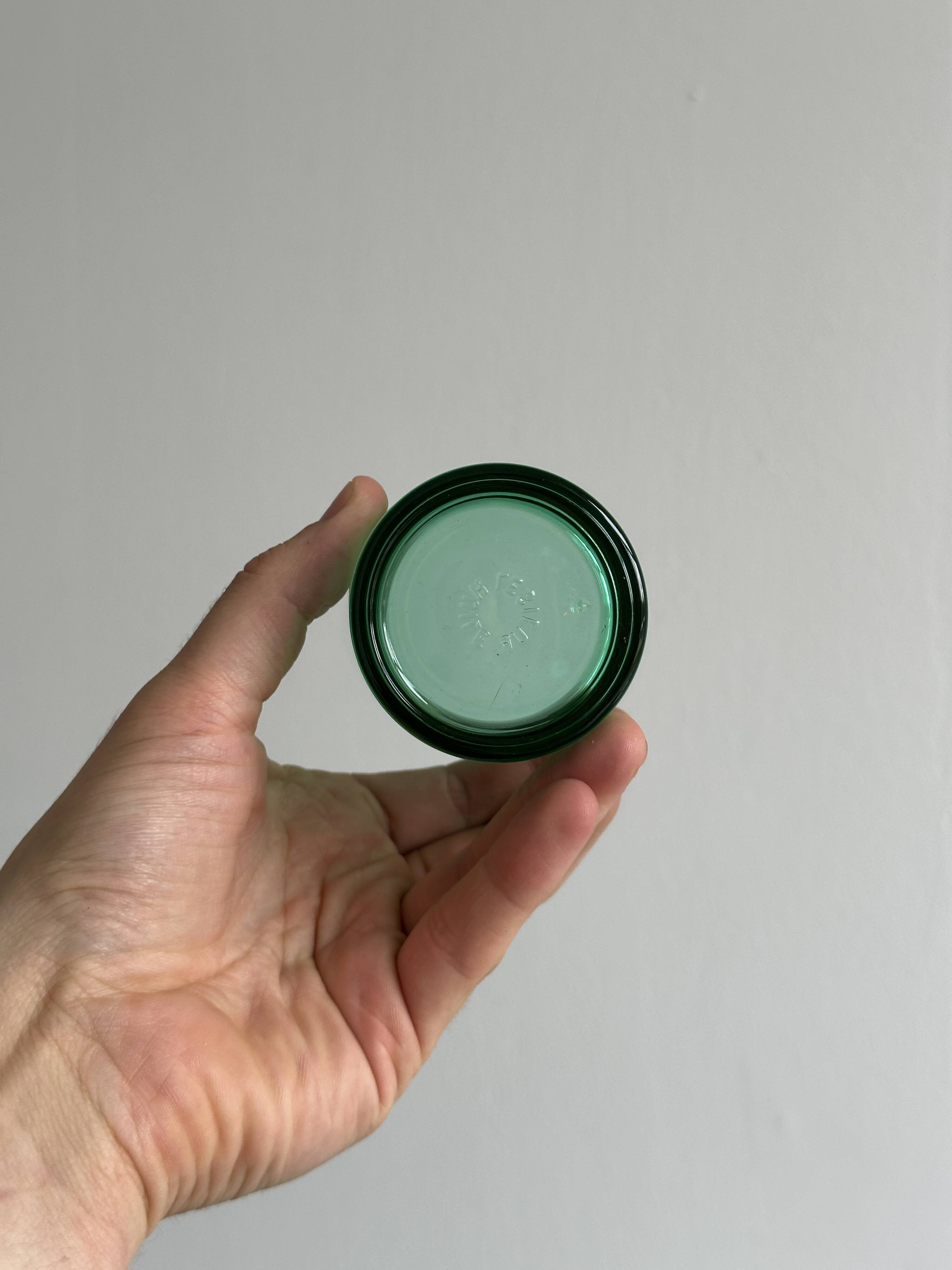 Set of 6 vintage translucent green glasses