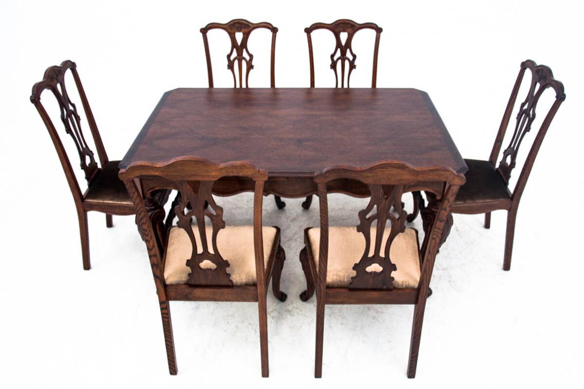 Antique table and chairs from the 19th century, Western Europe.
