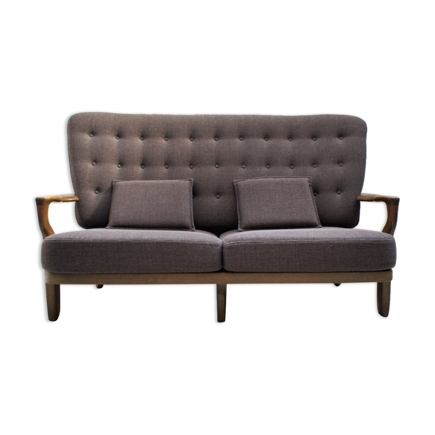Solid oak sofa Guillerme and Chambron