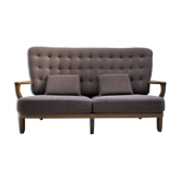 Solid oak sofa Guillerme and Chambron