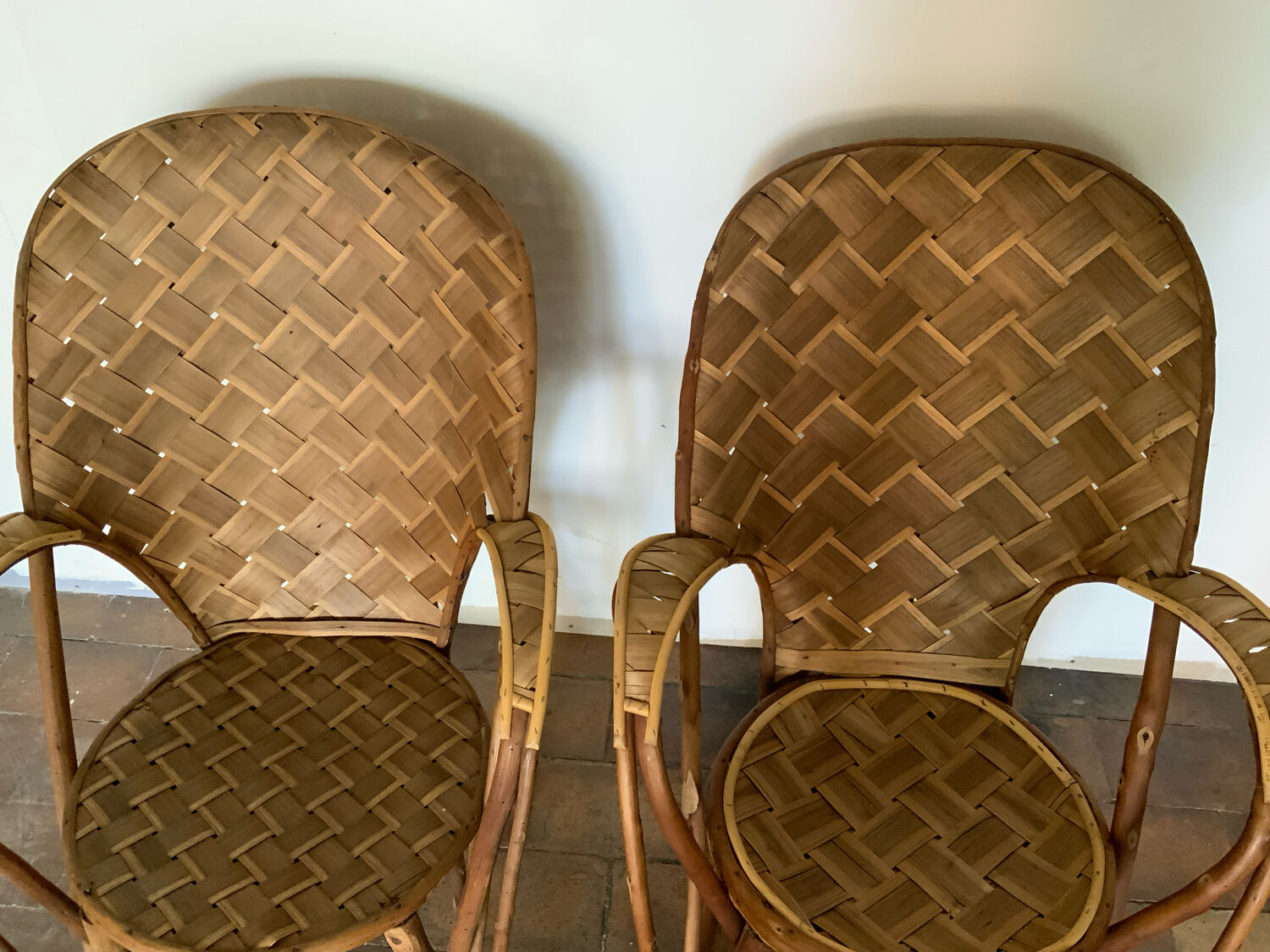 Pair of chestnut armchairs