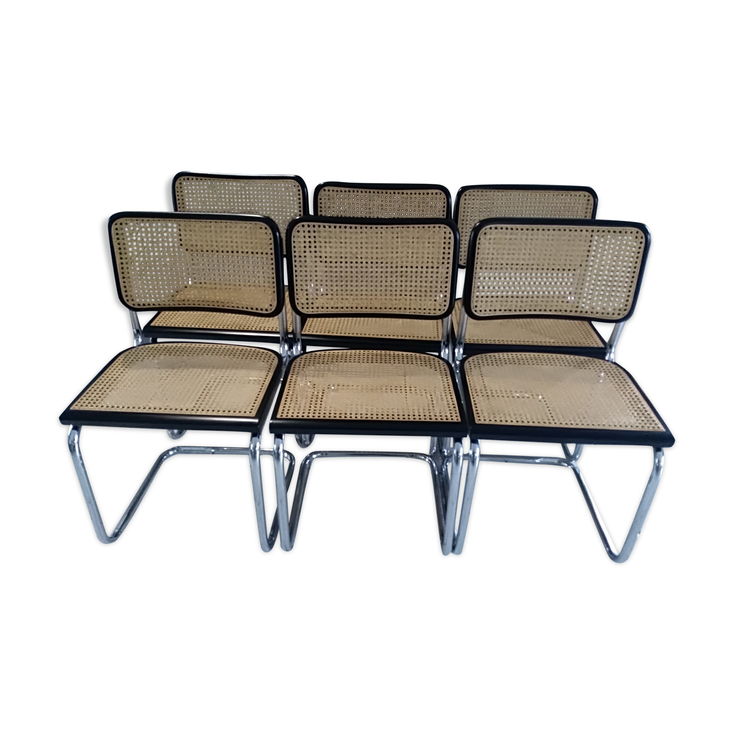 Suite of 6 chairs Cesca B32 by Marcel Breuer vintage year 1992
