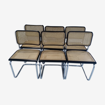 Suite of 6 chairs Cesca B32 by Marcel Breuer vintage year 1992