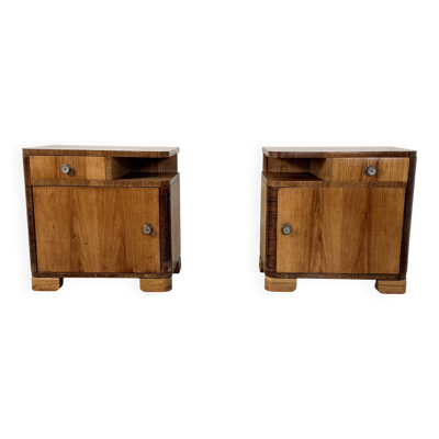 Paire de tables de chevet Art Déco, design épuré, années 1950