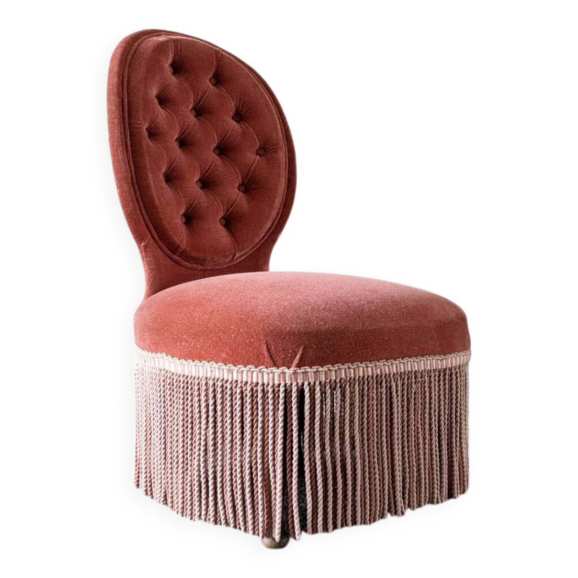 Chauffeuse en velours rose