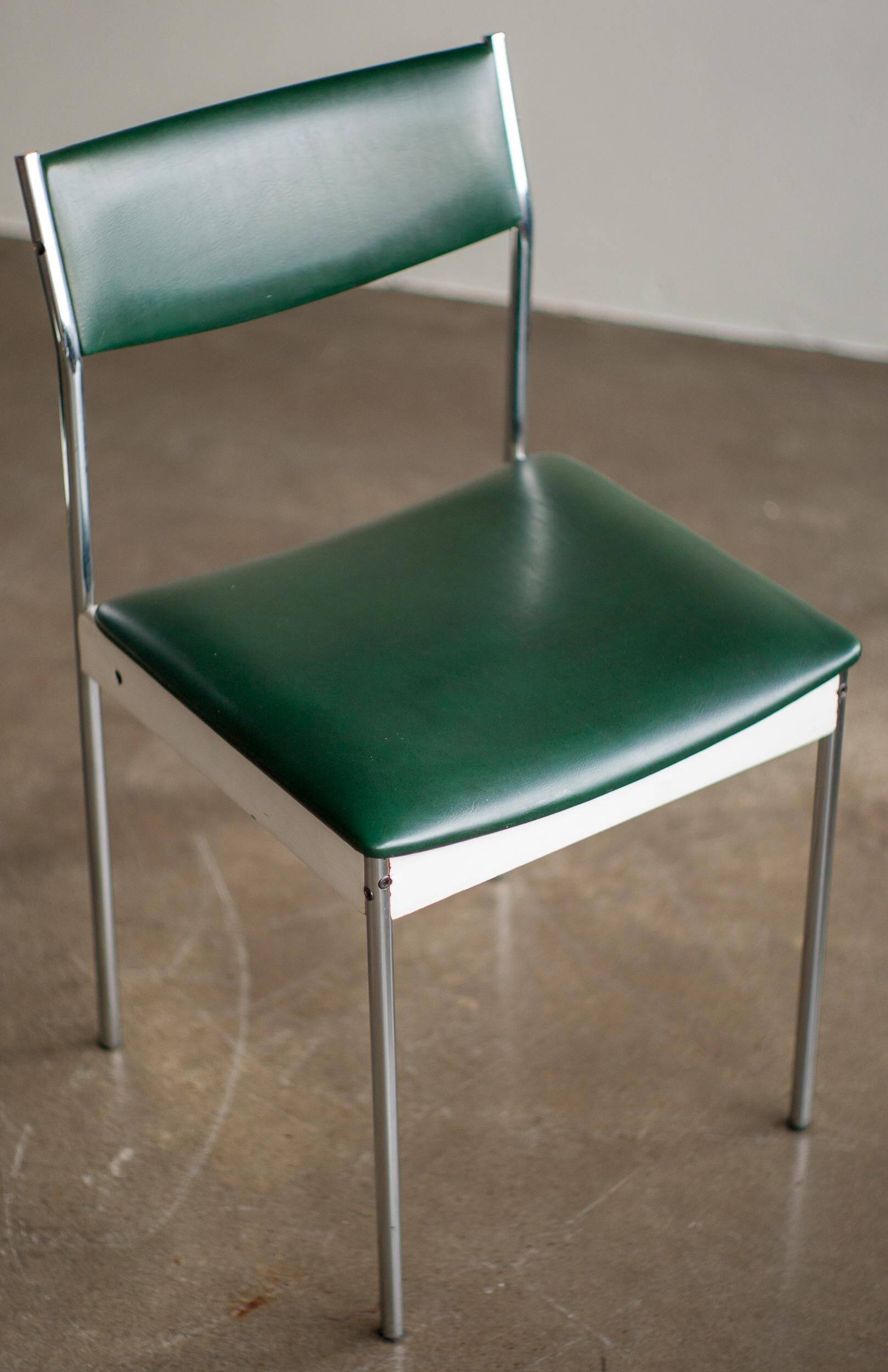 Minimalist set of four Dutch mid-century dining chairs, c. 1960.