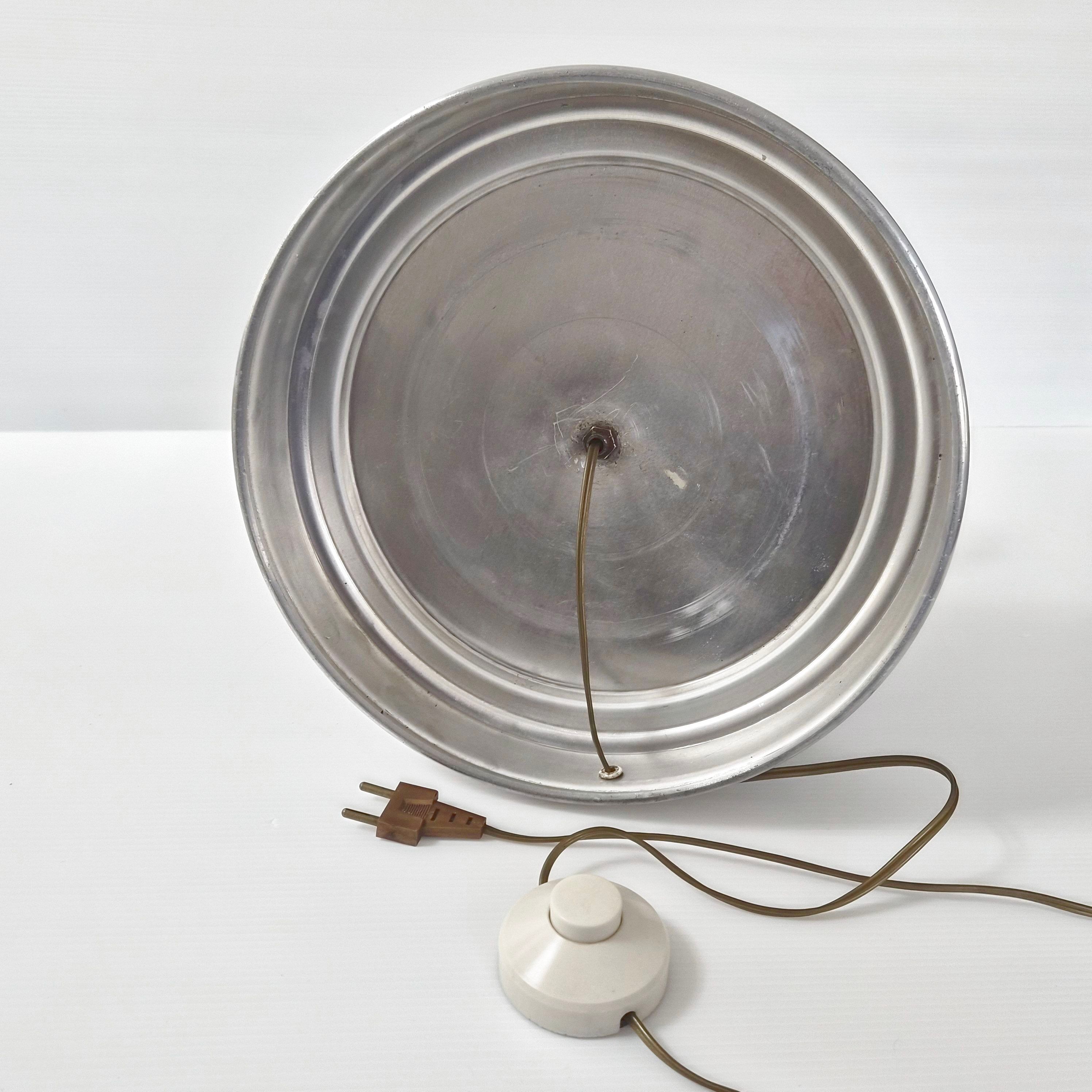 Vintage 1960 lamp in ceramic & silver aluminium
