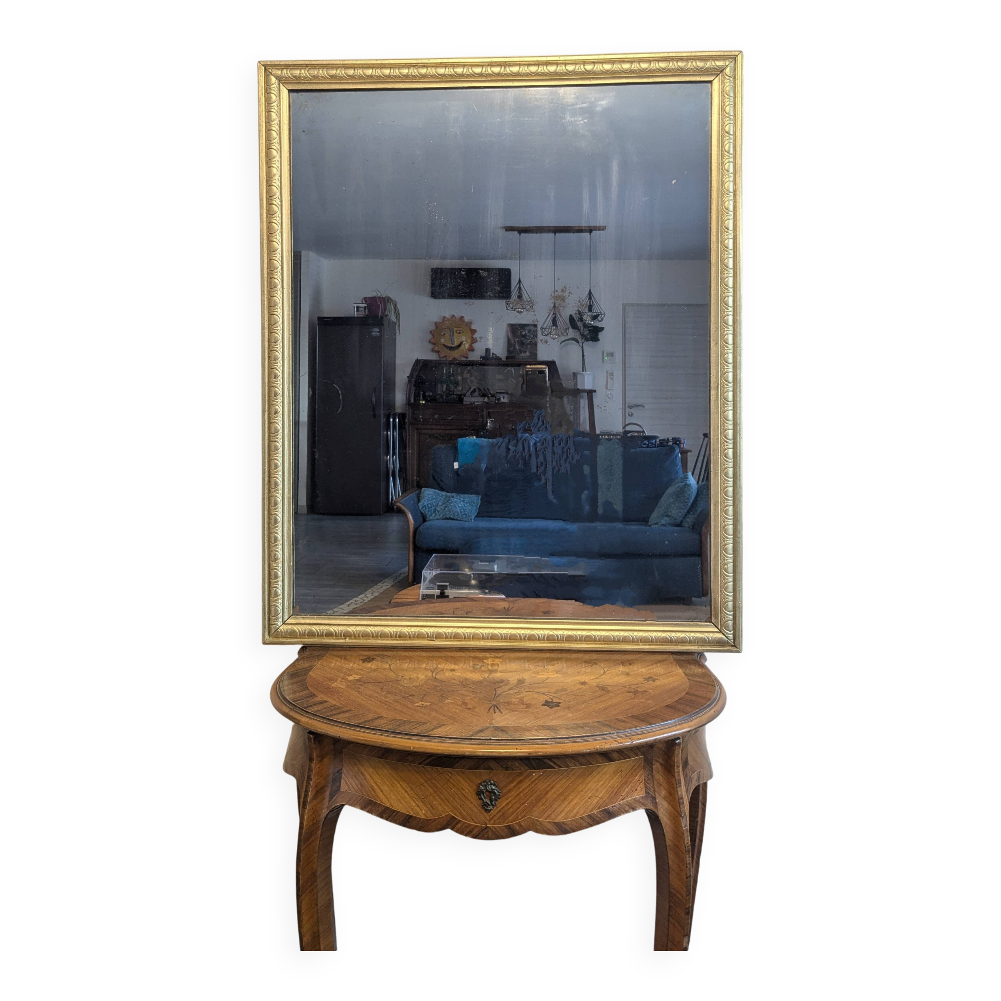 Large gilded wooden mirror 78 x 96 cm