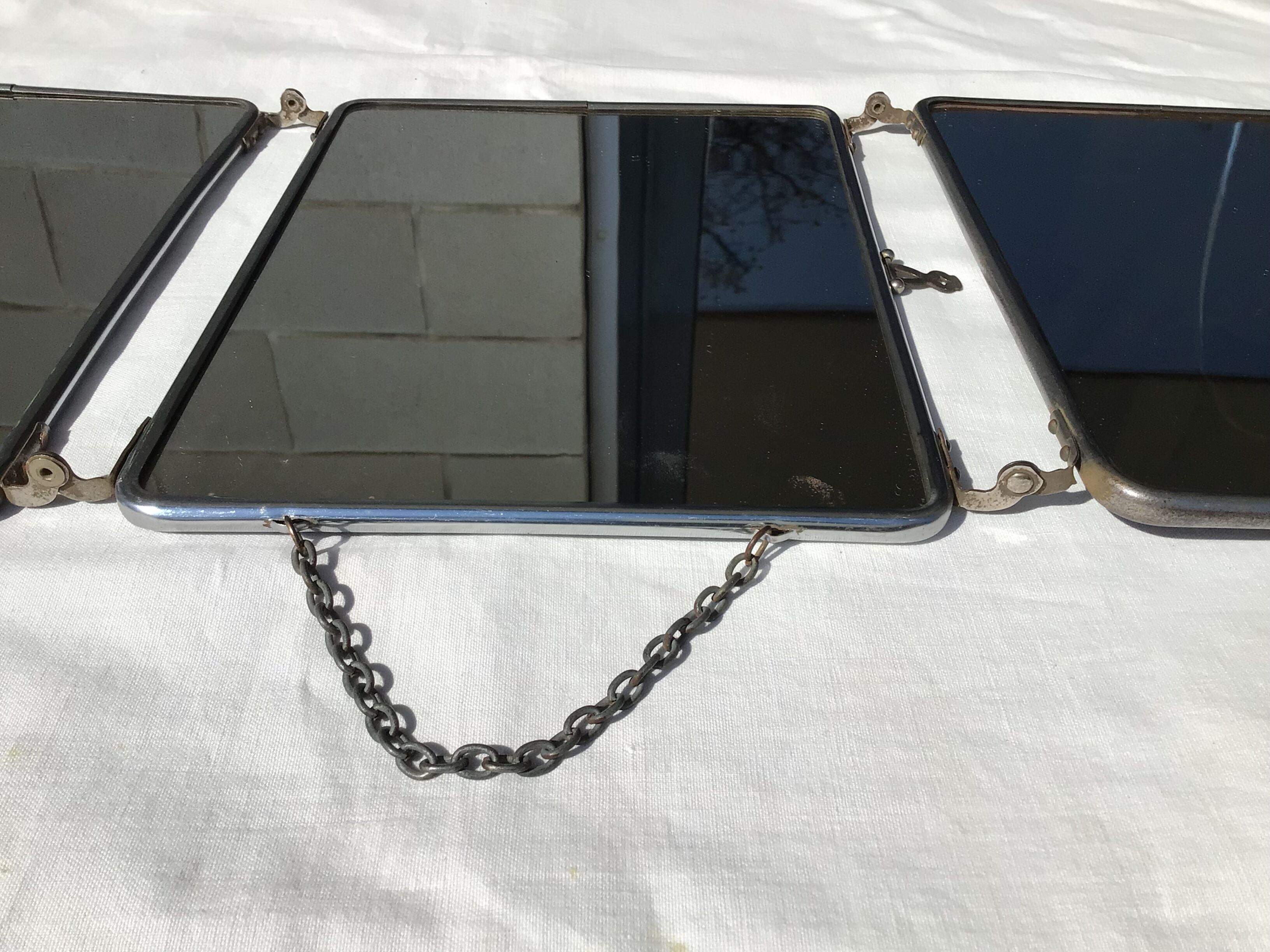 Triplet resaleable triple barber mirror back black varnish 69x27