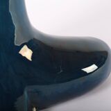 Blue ceramic sea lion lamp