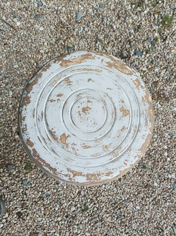 Patinated gray solid wood stool