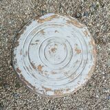 Patinated gray solid wood stool