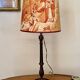 Antique wooden lamp - Toile de Jouy lampshade