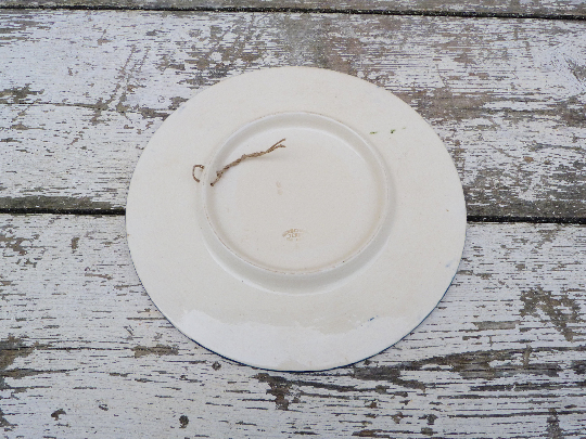 Large old dish in faience Longchamp iron earth Chevrefeuille Flowers