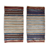 Pair of vintage scandinavian carpet 1960's wool weaves hand  74x142cm