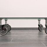 Wheeled glass coffee table