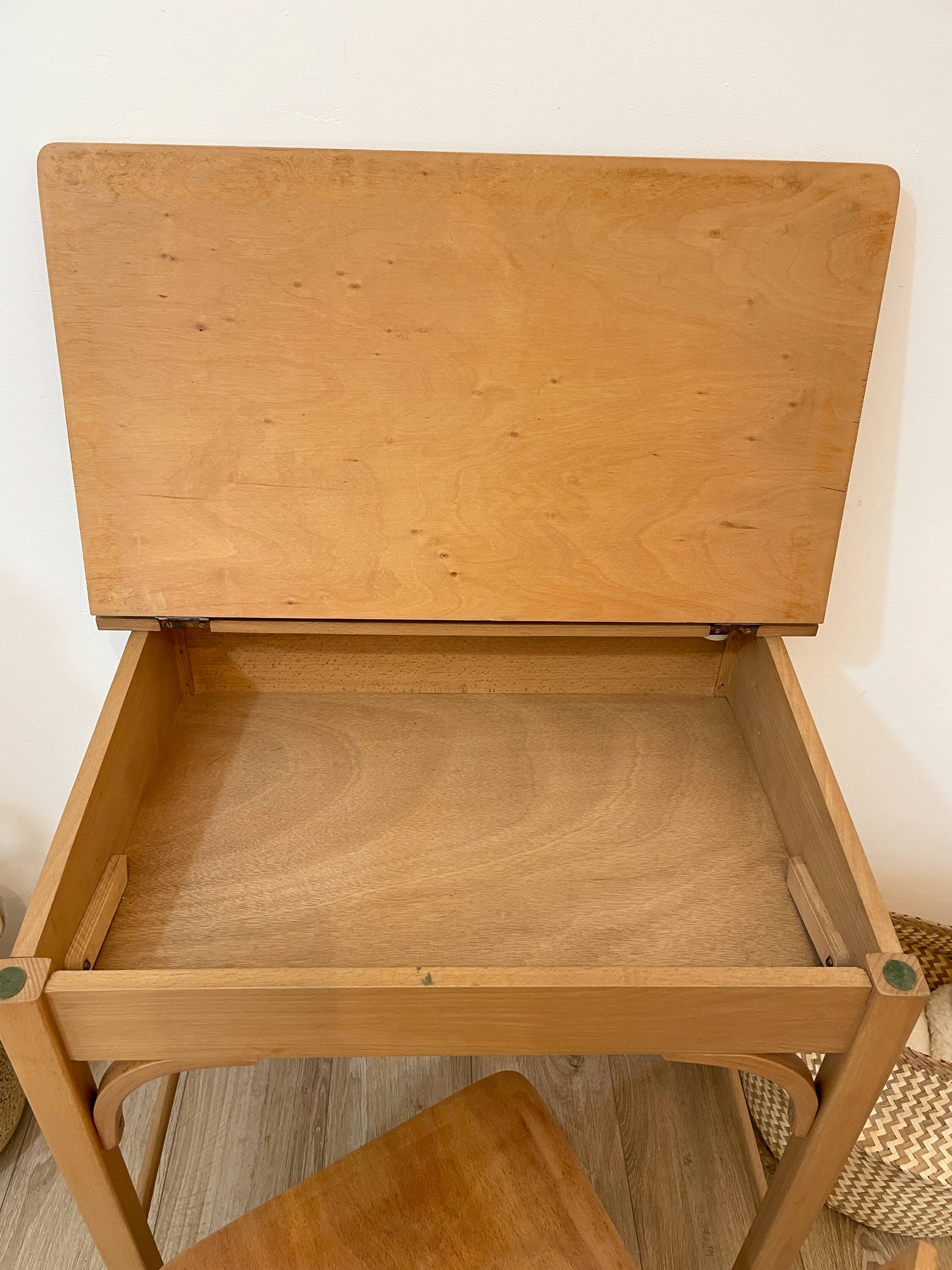Pupitre/Bureau enfant et sa chaise - Baumann - Années 50/60