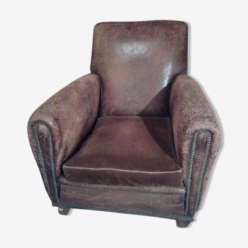 Fauteuil club  en cuir des années 30