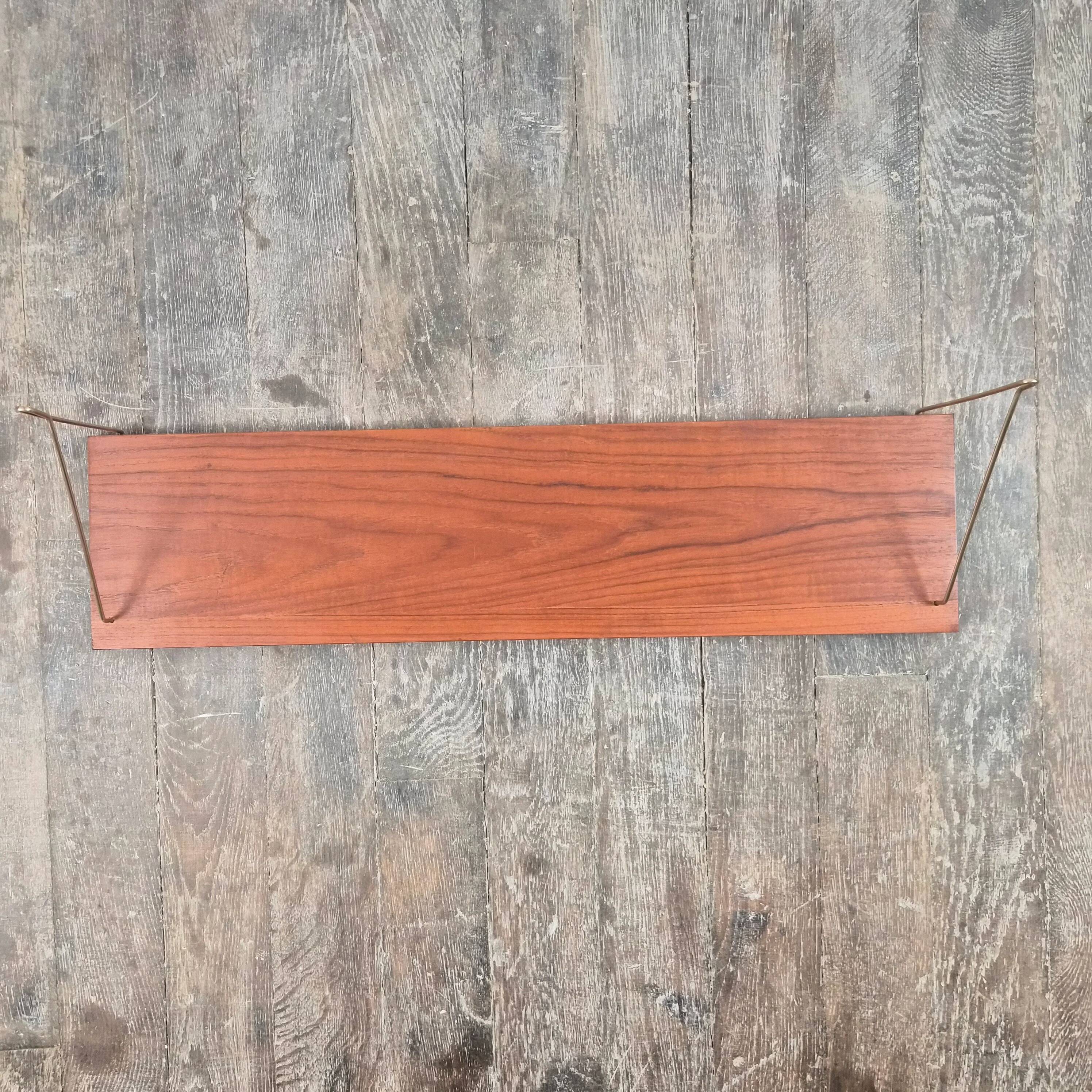 Teak shelf with brass supports, Denmark, 1960.