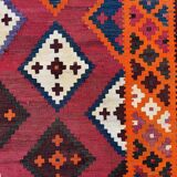 Vintage Persian Qasgai Kilim 270x163 cm Wool Kelim Rug Large Red, Black, Colorful