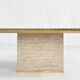 Square coffee table from the 70s in travertine and brass.