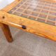 Vintage modernist coffee table in pine and glass 70s 80s