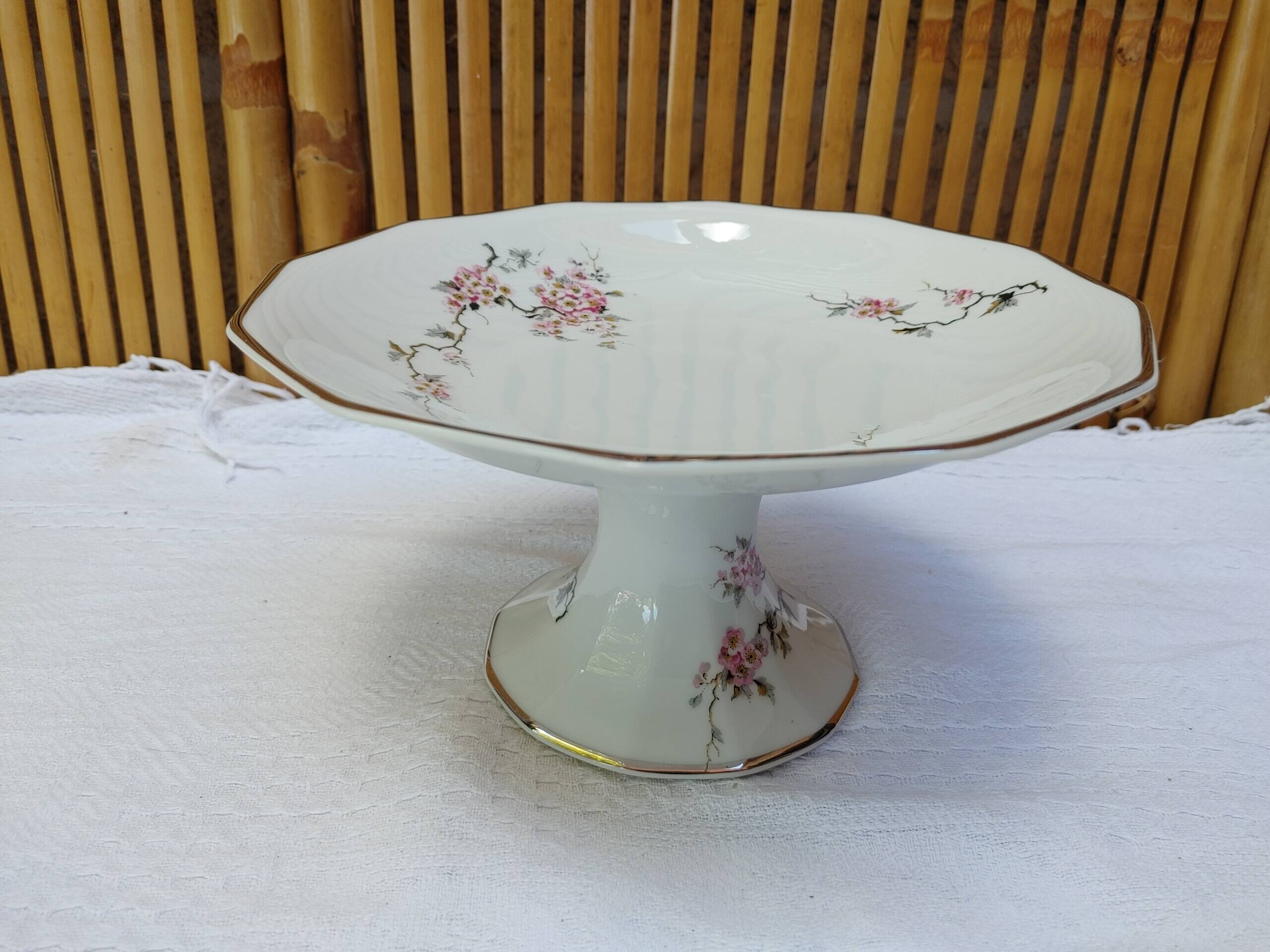 Limoges Old Compotier bowl on foot Japanese decor