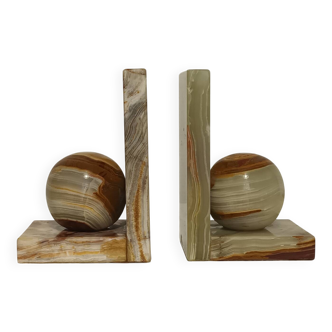 Paire de serres livres boule onyx vintage
