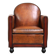 Sheepskin Art Deco design armchair with wood and beautiful cognac-colored leather